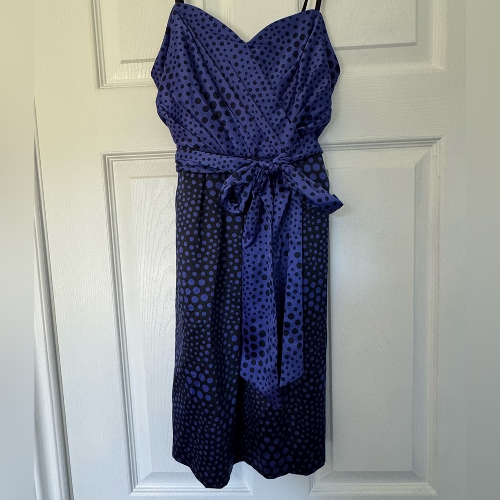 *BCBGeneration Navy and Black Polka Dot Midi Dress